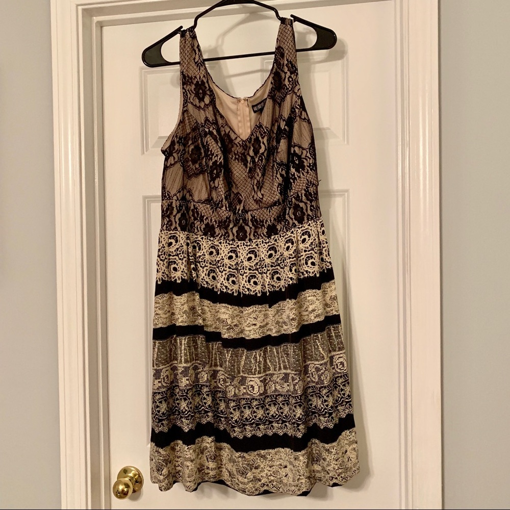 Paperdoll Black and Tan Dress